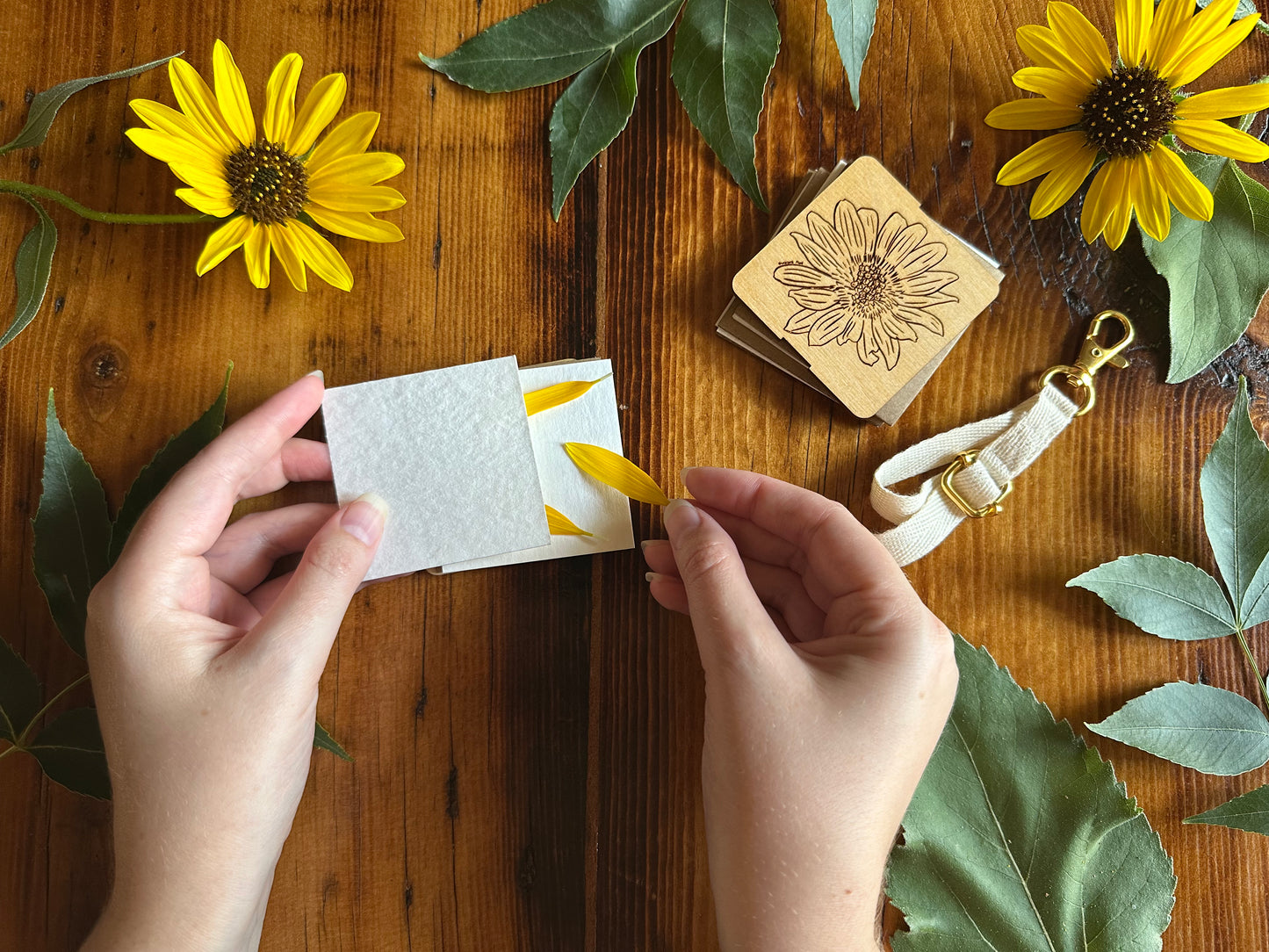 Balsamroot Petal Press | Strap Micro Flower Press with Keychain Clip