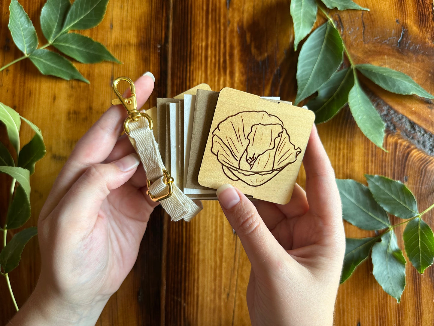 August Poppy Petal Press | Strap Micro Flower Press with Keychain Clip