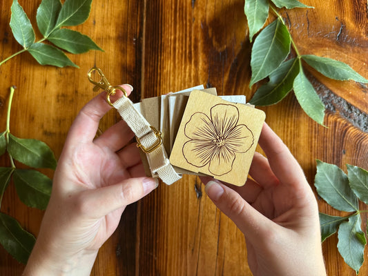 Blue Flax Petal Press | Strap Micro Flower Press with Keychain Clip