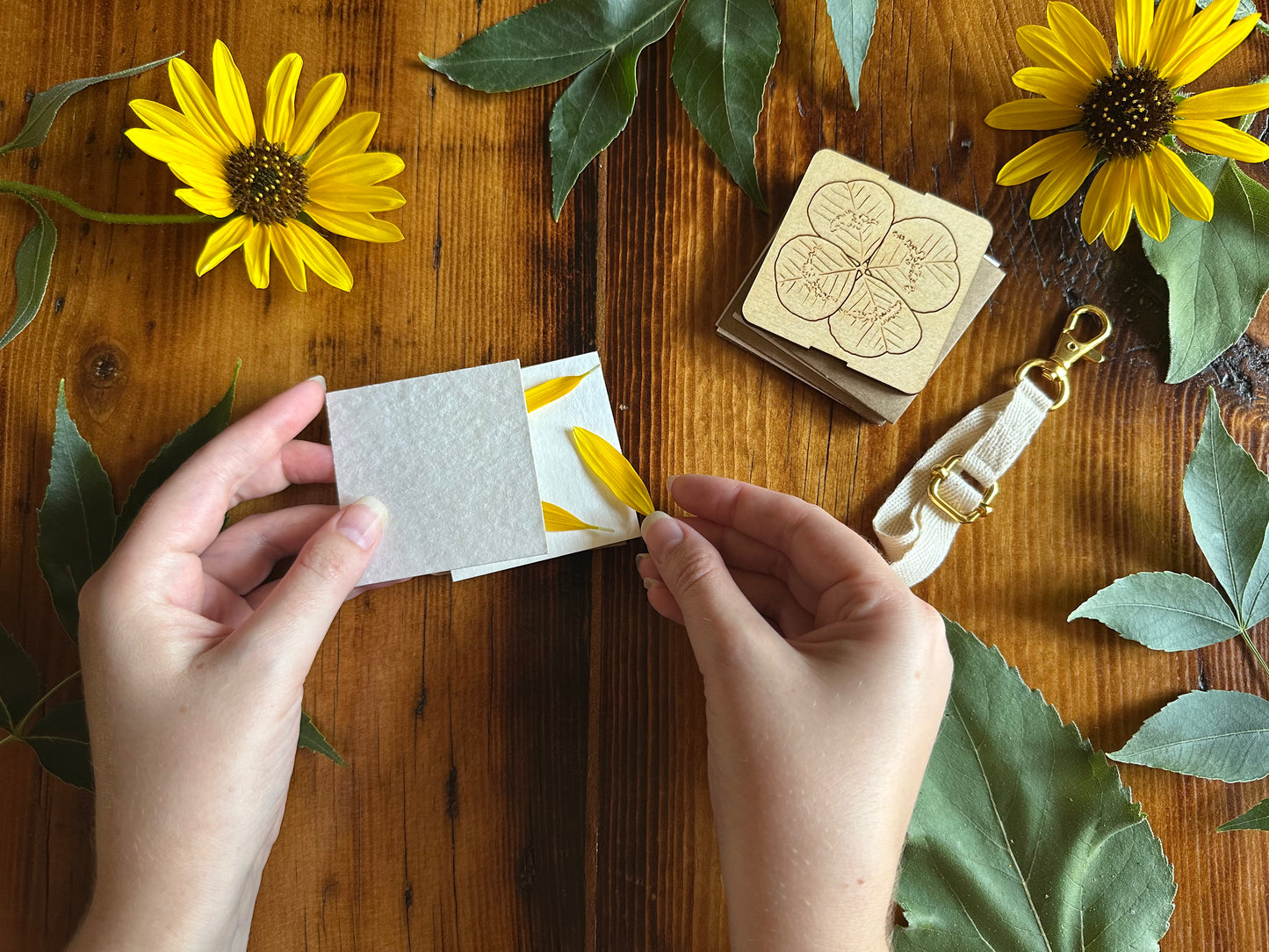 Clover Petal Press | Strap Micro Flower Press with Keychain Clip