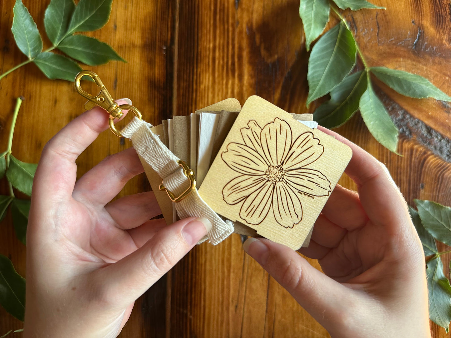 Cosmos Petal Press | Strap Micro Flower Press with Keychain Clip
