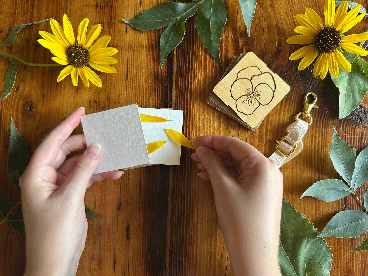 February Violet Petal Press | Strap Micro Flower Press with Keychain Clip