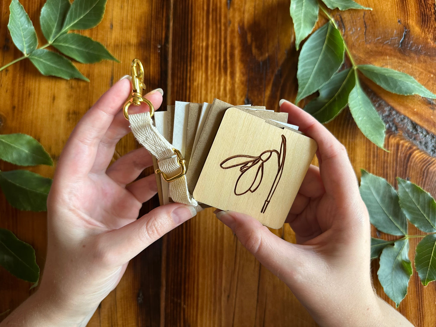 January Snowdrop Petal Press | Strap Micro Flower Press with Keychain Clip