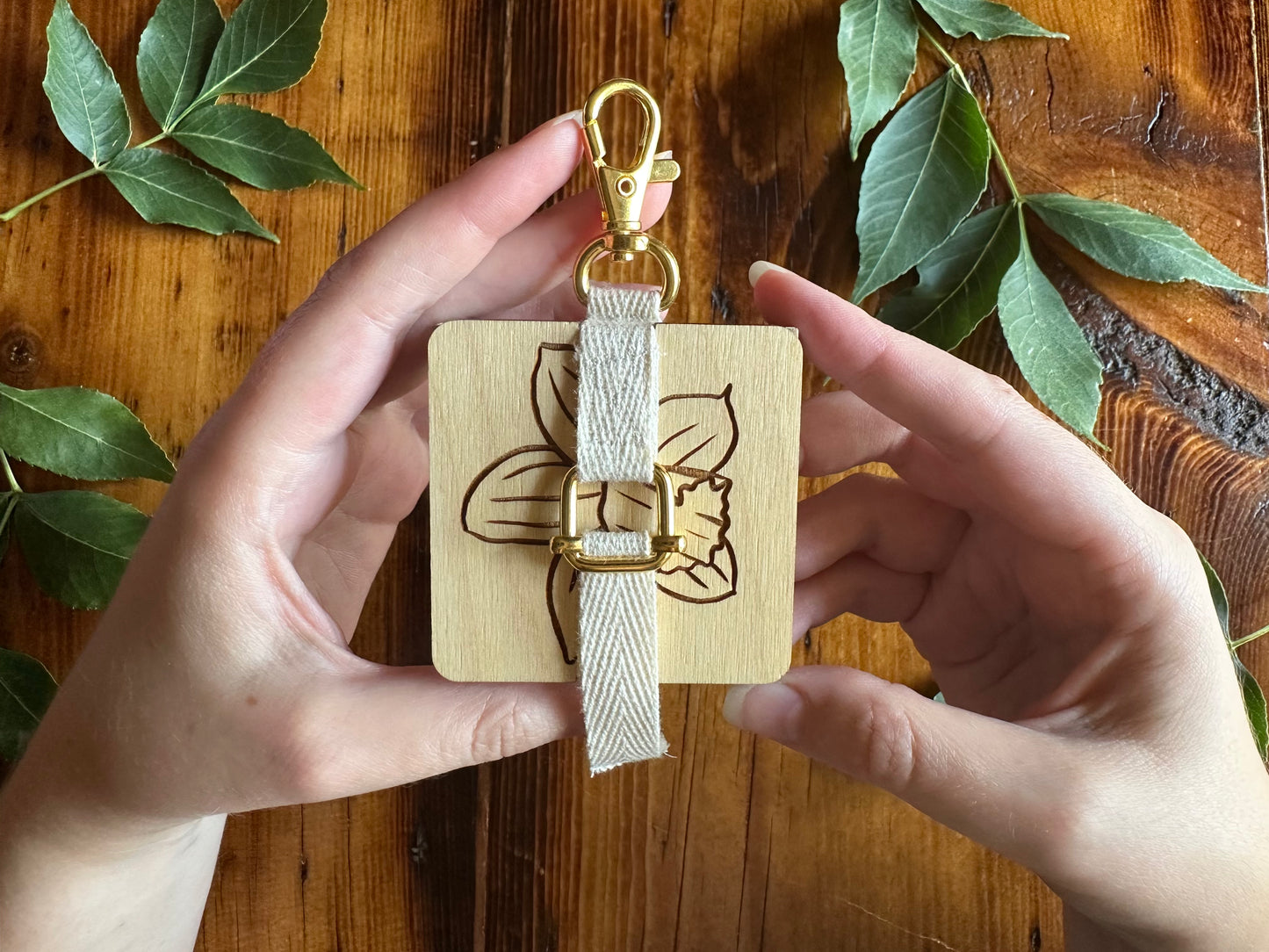 March Daffodil Petal Press | Strap Micro Flower Press with Keychain Clip