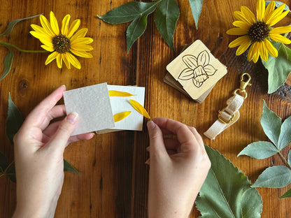 March Daffodil Petal Press | Strap Micro Flower Press with Keychain Clip