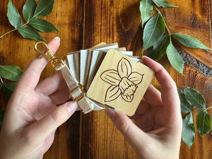 March Daffodil Petal Press | Strap Micro Flower Press with Keychain Clip