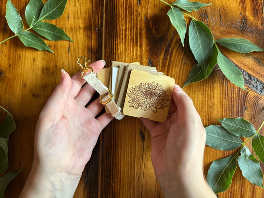 November Chrysanthemum Petal Press | Strap Micro Flower Press with Keychain Clip