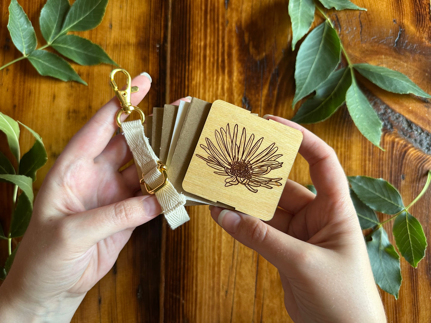 September Aster Petal Press | Strap Micro Flower Press with Keychain Clip