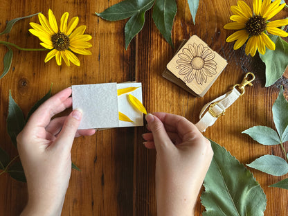 Sunflower Petal Press | Strap Micro Flower Press with Keychain Clip